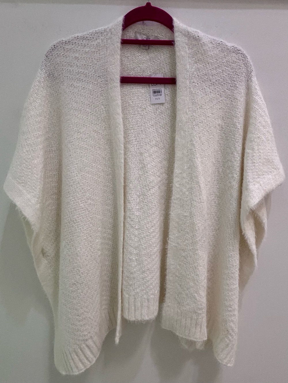 LOFT Cream Open-Front Draped Knit cardigan